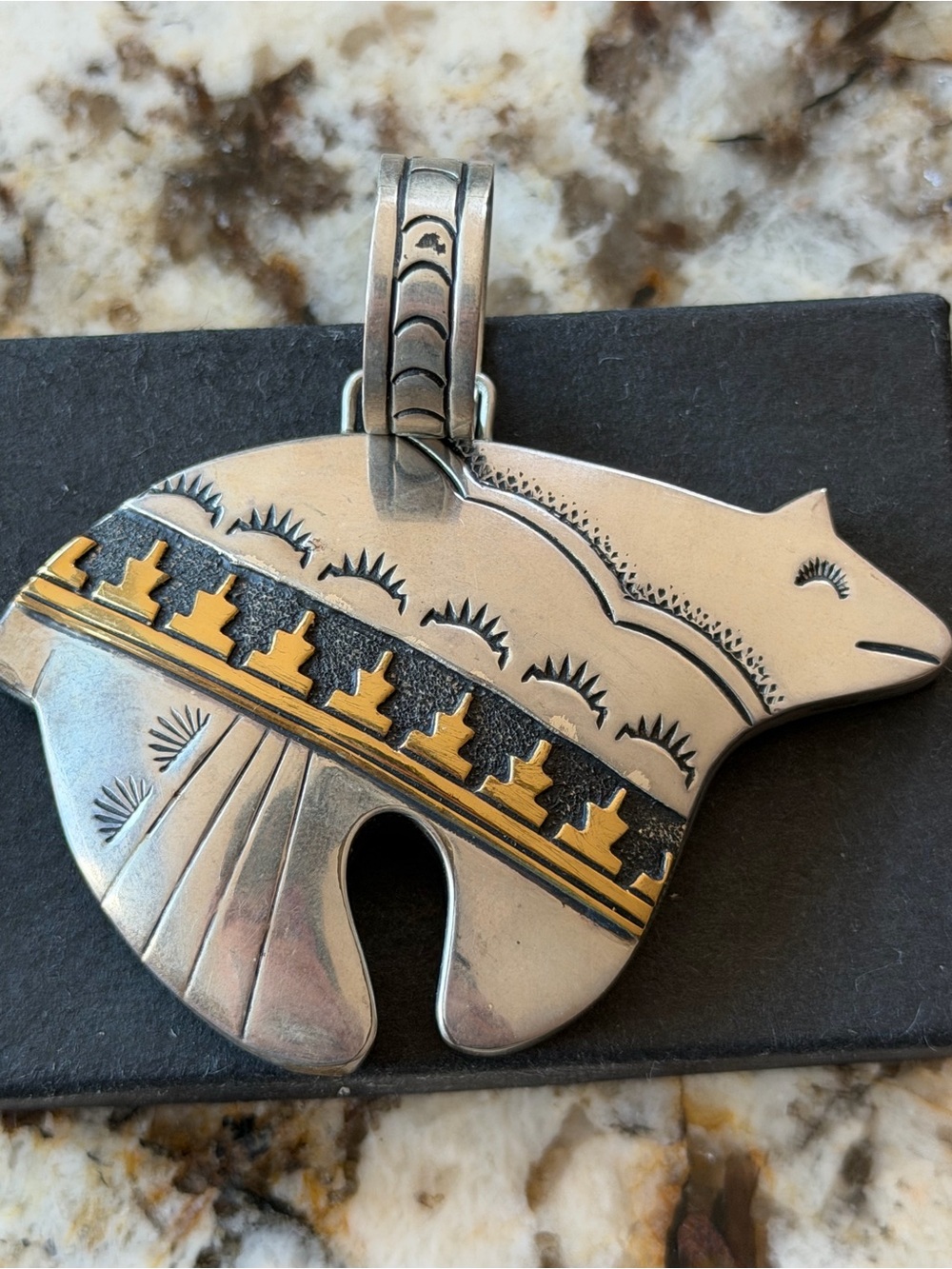 Thomas Singer Navajo Spirit Bear Sterling Silver Pendant Native-Inspired Design - Picture 2 of 8
